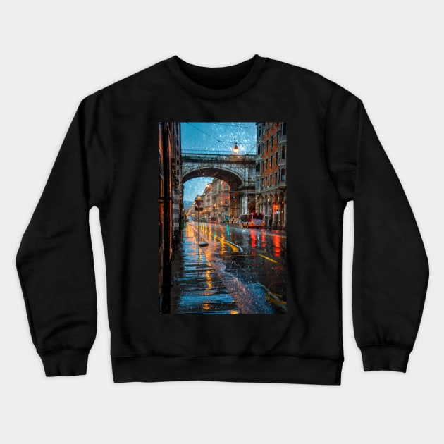 Genoa in the rain Crewneck Sweatshirt by oreundici